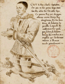Charles VII en prire. Gravure d'aprs une peinture de Jean Fouquet - XVIme - BNF