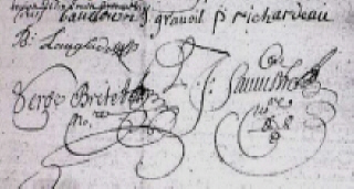 Document sign par Serge Bretet le 21/10/1697  Bouaye